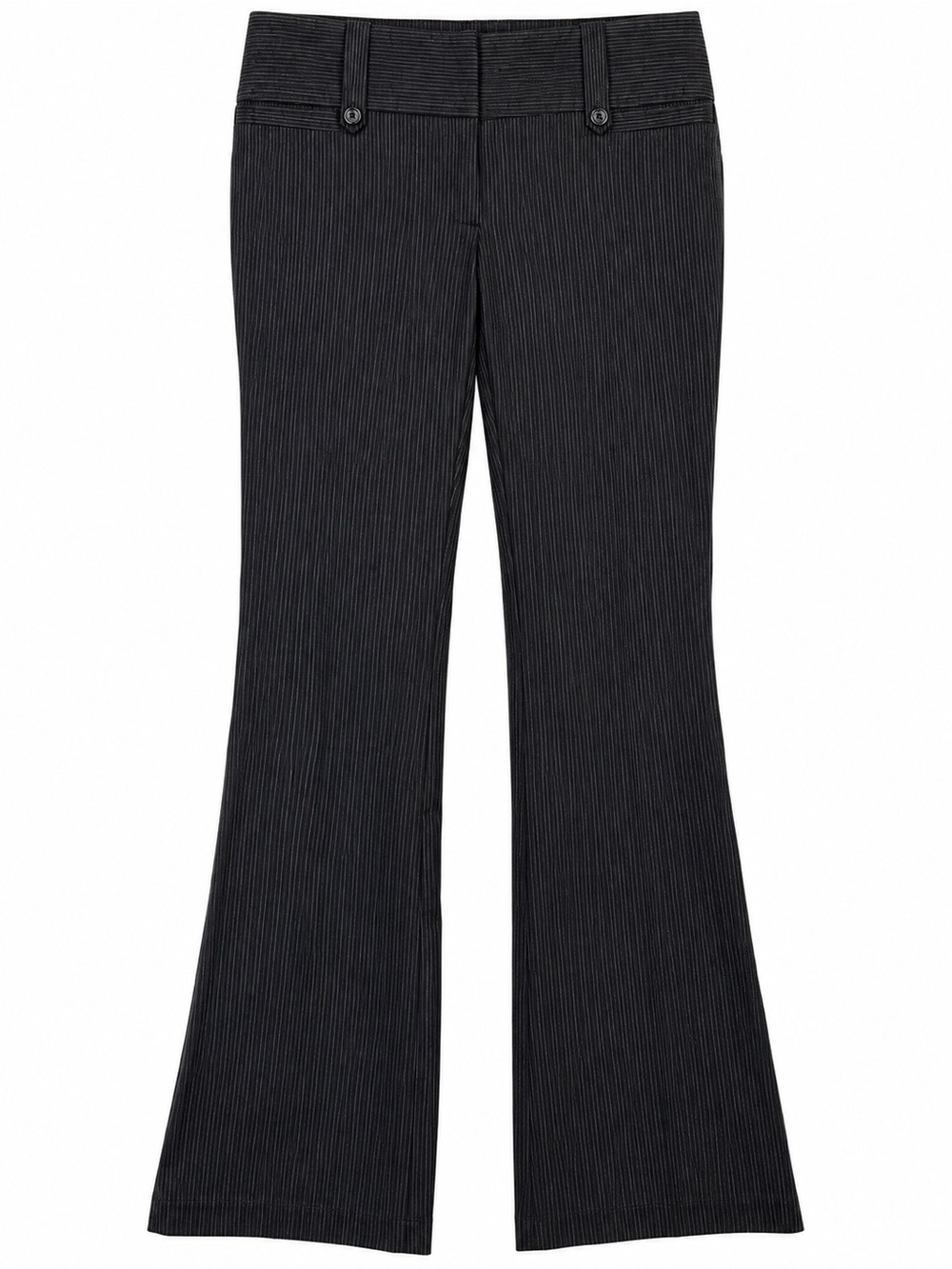 Stooshy Y2K Pants Juniors 1 Black Pinstripe Low Rise Flare Stretch